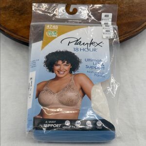 Playtex Bra Wm 40D 18 Hour 4745 Ultimate Lift Support Mother of Pearl White Plus